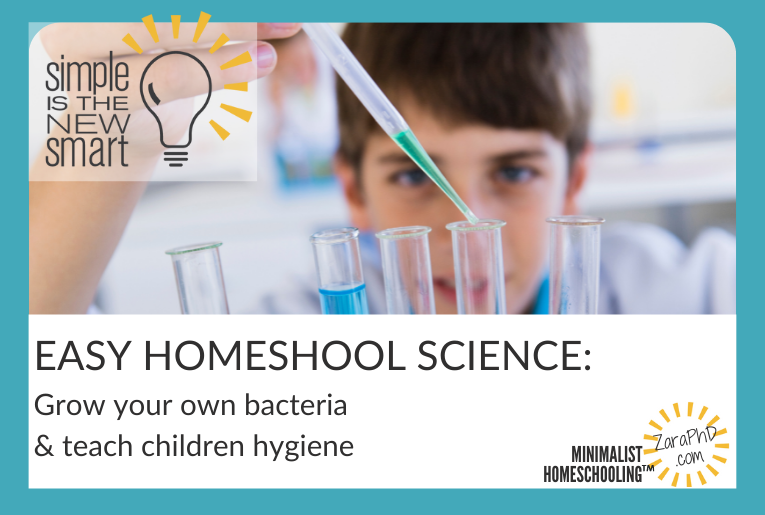 Easy Homeshool Science: Grow your own bacteria & teach children hygiene minimalist homeschooling with Zara Fagen PhD