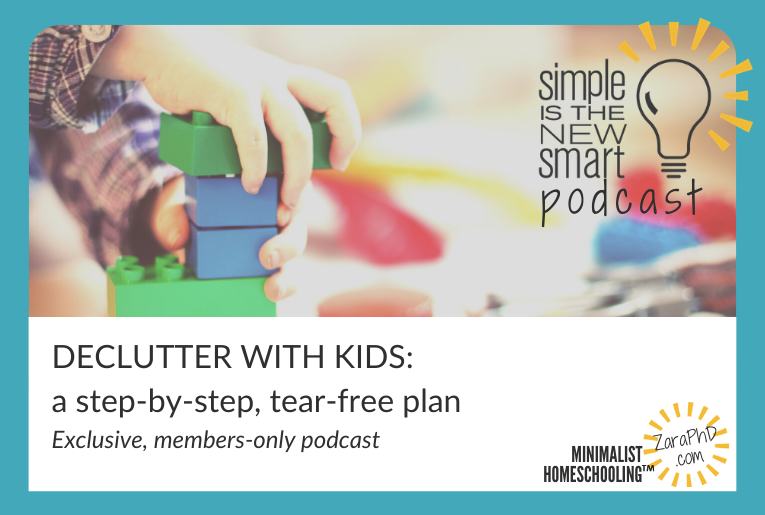 How to Declutter with Kids: The step-by-step, tear-free plan. Simple is the New Smart podcast by Zara Fagen, PhD.